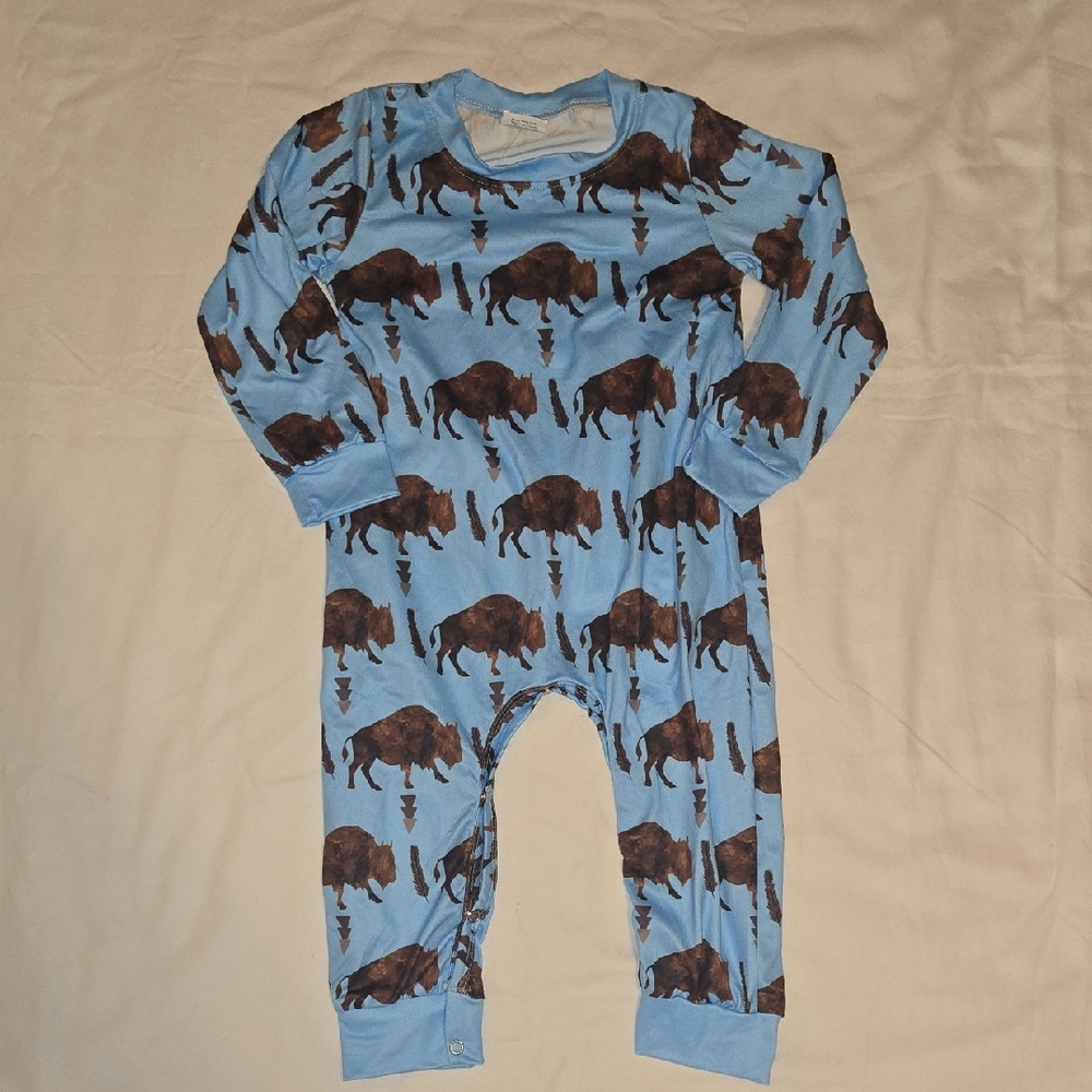 Blue Buffalo Print Kids One Piece